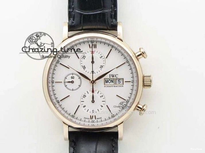 MIROTIME 0412 Casual Portuguese Chrono IW3716 Z+F 1:1 Best Edition White Dial on Blue Rubber Strap A 7016